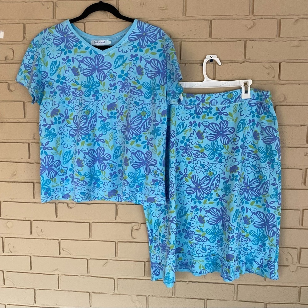 Fresh Produce Woman’s Tank Top And Skirt Set L/1X Star Fish Coral Print